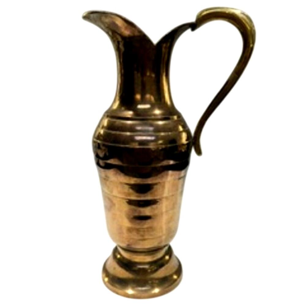 Vintage Solid Brass Ewer Pitcher Vase 12.5" Tall Made in India Decorative